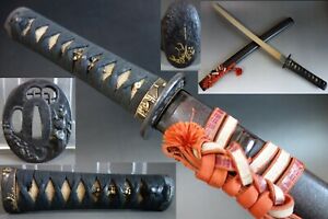koshirae wakizashi saya Ume tsuba gourd menuki fuchi  Samurai Sword fitting Edo