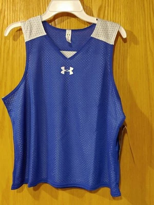 NWT Boys Under Armour reversible Pinny Tank YL  XL Blue/White 125193   -1514/15 - Image 1 of 4