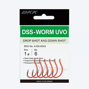BKK Haken Dss-Wurm Uvo Drop Shot Haken - UV orange Angelhaken alle Größen - Bild 1 von 2