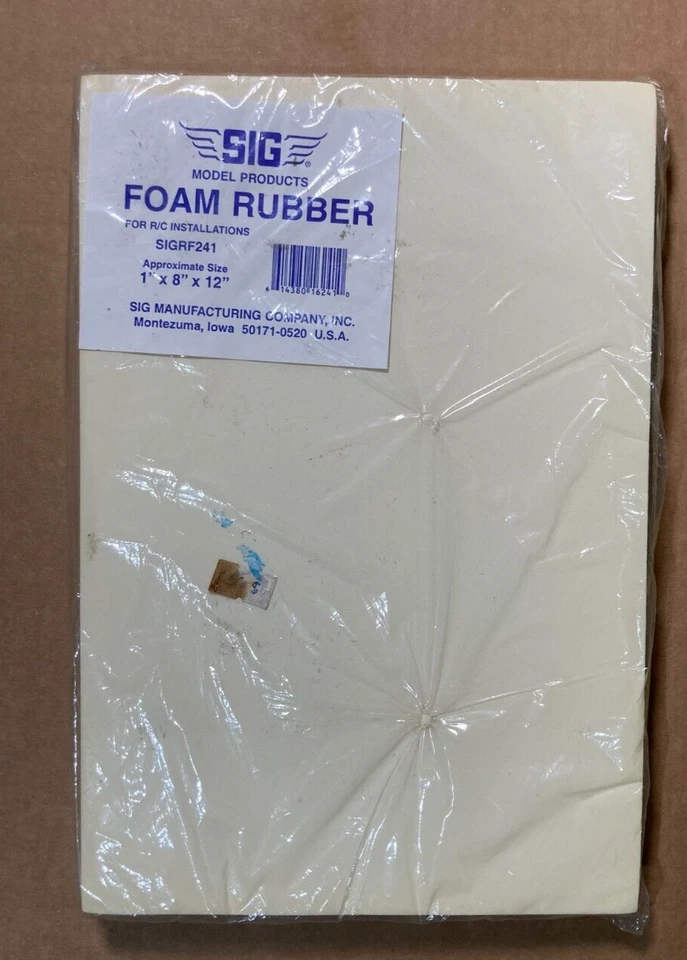 SIG Model Products Foam Rubber 1" x 8" x 12"  SIGRF241 NIP - Image 1 of 1