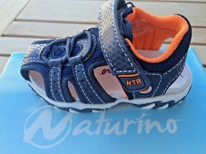 Little Boys Closed Toe Sandals Navy/Orange Leather & Mesh Boys Size 5 1/2 M - Picture 1 of 4