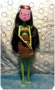 Handmade Monster High 11.5" Fashion Doll Crocheted Dress NEW Brown - Picture 1 of 9