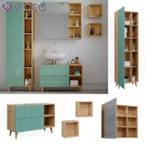 Badmöbel-Set Rudi in Eiche Evoke Mintgrün, Badezimmer, modern, 5-teilig Vicco - Bild 1 von 7