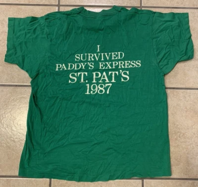 VTG Adult L Screen Stars I Survived Paddy's Express St. Pat's 1987 T-Shirt - Image 1 of 3