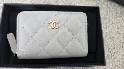 Auth BNIB CHANEL Classic Grey Caviar Zipped Card Holder Wallet LGHW - Image 1 of 4