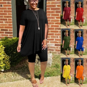 Women's Casual Two Piece Sweatsuit - Soft, Breathable Summer Outfit Set - Picture 1 of 29