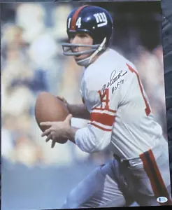 Y.A. Titolo New York Giants HOF autofirmato 16x20 foto ~ BAS Beckett COA - Foto 1 di 4