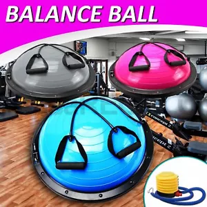 Pilates Balance Ball Gym Training Exercise Half Fitness w/ Pump & Band Yoga - Picture 1 of 12