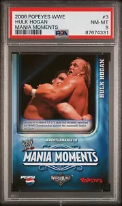 Hulk Hogan 2005 Popeyes WWE Mania Moments #3 PSA 8 Highest POP 1 RARE AEW TNA - Picture 1 of 2