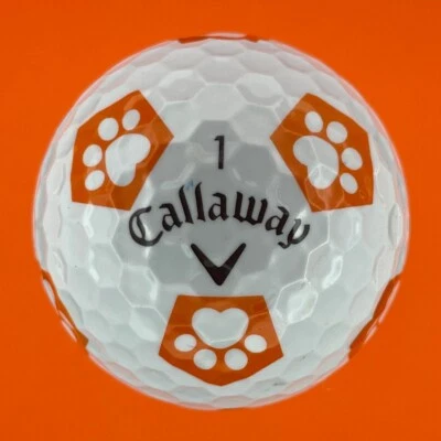 RARE Callaway Chrome Soft Truvis ORANGE PAW PRINTS Logo Golf Ball MINT AAAAA - Image 1 of 4