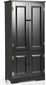 Mobile Multiuso, Armadio da Soggiorno, Credenza da Cucina in Legno, con 4 Ripian - Foto 1 di 9