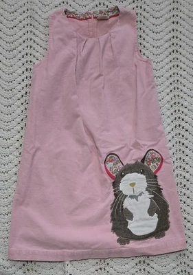 Mini Boden Girls Jumper Dress Hamster Applique Size 11-12Y Pink Corduroy Lined  - Image 1 of 4