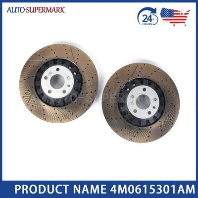 Juego de 2 rotores de disco de freno delanteros perforados de 375 mm para Audi RS5 2018-2023 Foto 1 de 4