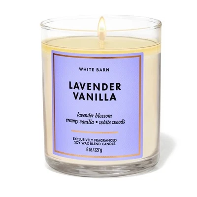 7oz Lavender Vanilla White Barn Bath & Body Works Single Wick Scented Candle  - Image 1 of 2