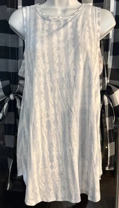 Athleta Womens Striped Top Gray White Sleeveless Tank Large - Picture 1 of 5