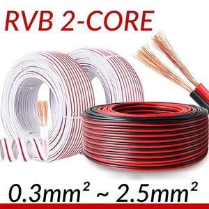 2 CORE RED AND BLACK/WHITE CABLE AMP CAR AUTO BOAT AUDIO SPEAKER WIRE 0.3-2.5mm² - Picture 1 of 8