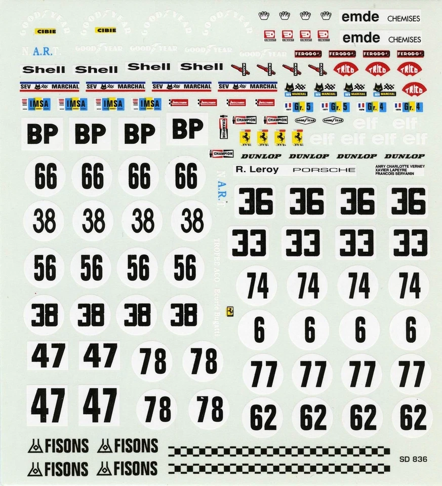 FERRARI 375 GTB DAYTONA LE MANS PLACCHE GENERICHEE NUMERI  DECALS 1/43 - Immagine 1 di 1