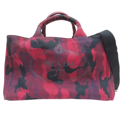 PRADA Canapa Medium Denim Handbag Red - Image 1 of 4