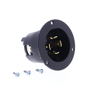 Eaton AHCL1730FI Black Twist Turn Locking Flanged Inlet NEMA L17-30P 30A 600V 3Ø - Picture 1 of 5