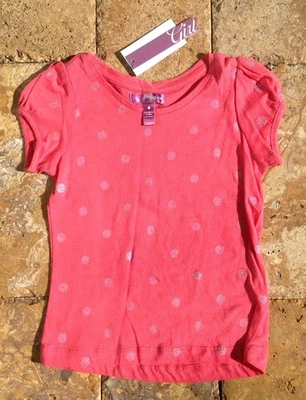 $38 Aqua Girls' Glitter Dots Top , Coral , Size 6X - Image 1 of 3