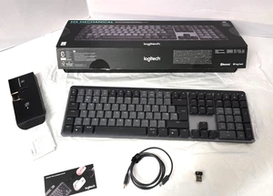 Mechaniczna klawiatura bezprzewodowa Logitech MX, dotykowa cicha, układ brytyjski - szara - Zdjęcie 1 z 24