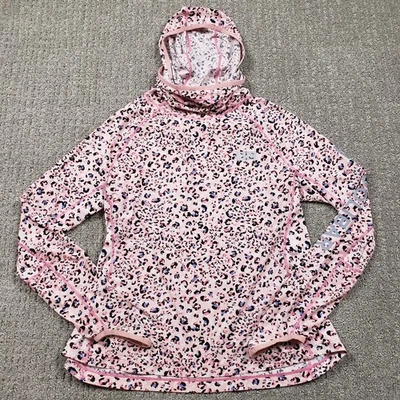 Coolibar Mujer XL Paros Vela Sudadera con Capucha Rosa Estampado Leopardo Pullover UPF 50+ Foto 1 de 4