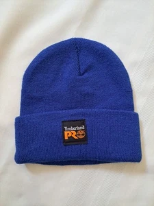 Vintage Timberland Blue Pro Mens Beanie Hat Stretch Logo - Picture 1 of 7