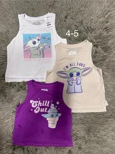Star Wars Baby Yoda Girl Tank Top Shirt Bundle Lot Of 3 Size 4-5 READ - Picture 1 of 1