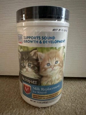 Reemplazo de leche Nutri-Vet para gatitos 12 OZ BB 1/20/26 fórmula probióticos Foto 1 de 2