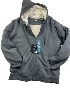 Berkley Jensen Sherpa Lined Hooded Sweatshirt Jacket Full Zip Color Gray Sz XXL - Picture 1 of 16