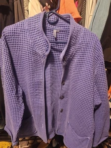 Focus Ladies XL Lavender Waffle Button Up Jacket Lightweight - Picture 1 of 8