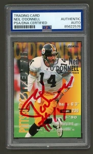 Neil O'Donnell Signed 1995 Fleer Card #321 (PSA) Pittsburgh Steelers Auto - Picture 1 of 2