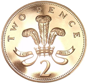 Cameo Proof Great Britain 1992 2 Pence~Welsh Plume~The Mints Best Work~Free Ship - Picture 1 of 2