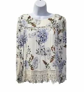 Anthropologie Maeve Floral Top Crochet Trim Blouse XS Cottagecore Romantic - Bild 1 von 8