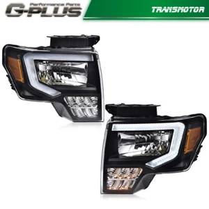 Fit For 2009-2014 Ford F-150 Headlights Black/Clear LED DRL Head Lamps - Picture 1 of 10