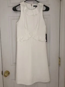 NWT Tommy Hilfiger Ruffled Empire Waist Sleeveless Sheath Dress $99 Ivory Size 2 - Picture 1 of 7