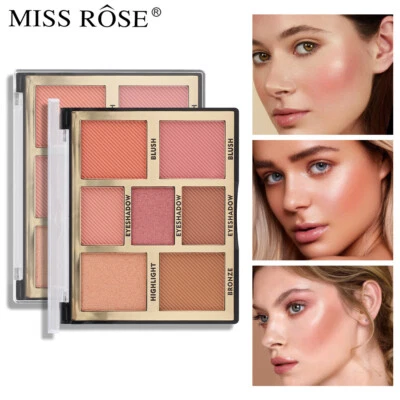 MultI Use Face Highlighter Palette Eyeshadow Highlight Bronze Matte Blush Pallet - Image 1 of 4
