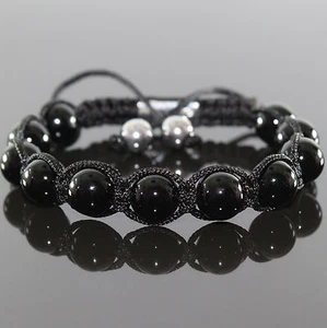 Pulsera hombre, pulsera de ónix, perlas de piedra preciosa Shamballa ajustable para hombre - Imagen 1 de 1