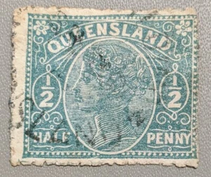 Australia - Queensland 1/2d Half Penny Used Postage Stamp - Queen Victoria - Picture 1 of 2
