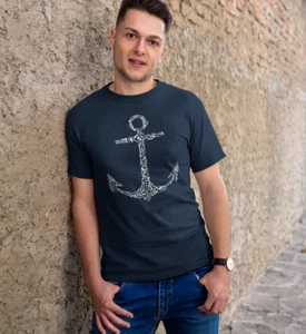 Pirate Bone Anchor T Shirt - Sailor T Shirt -  5 colour options - XS to 5XL - Picture 1 of 7