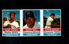1976 HOSTESS PANEL #94/95/96--HANK AARON, BUDDY BELL, STEVE BRAUN