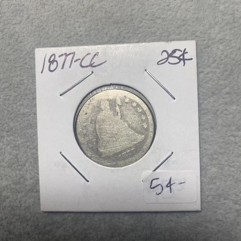 1877-CC Carson City Seated Liberty U.S. silver quarter dollar Cover