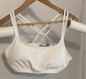 Sport-BH/Active Crop Damen Athleta weiß #54023 Pullover gekreuzter Rücken - L - Bild 1 von 7