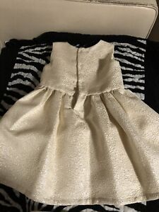 Carter’s Baby Girl Toddler Sz 24 Months Gold Dressy Dress + 1 Pair Beige Shoes 