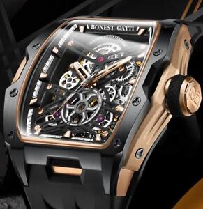 BONEST GATTI Men Auto Watch Mechanical Wristwatch Luxury 46mm Christmas Gift