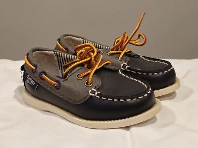 OshKosh BGosh Alex7 Boy Blue/Gray Boat Shoes Loafers Heel Pull Tab  Slip On Sz 5 - Изображение 1 из 4