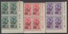 Italy Aosta 1945 Partisan Overprint Stamps Mnh Corner Blocks Of 4