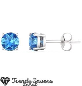 5mm Silver Round Blue Dress Austrian Crystals Women Cartilage Ear Stud Earrings - Picture 1 of 12