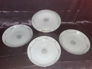 4 Cotillion Fine China Soup Bowls 7 3/4" Gold Rim With Floral Centers - Picture 1 of 4