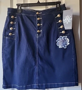 Hydraulic Knee Length denim button up skirt, Women's Size: 10 "High Rise" NWT - Picture 1 of 8